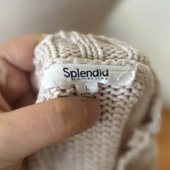 Splendid Grey Star Print Cotton Knit Crewneck Long Sleeve Sweater Boho Celestial - Picture 4 of 6